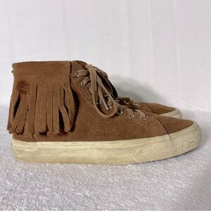 Vans Sk8-Hi Brown Suede Fringe High Top Sneakers 7.5 Boho Festival Stampede